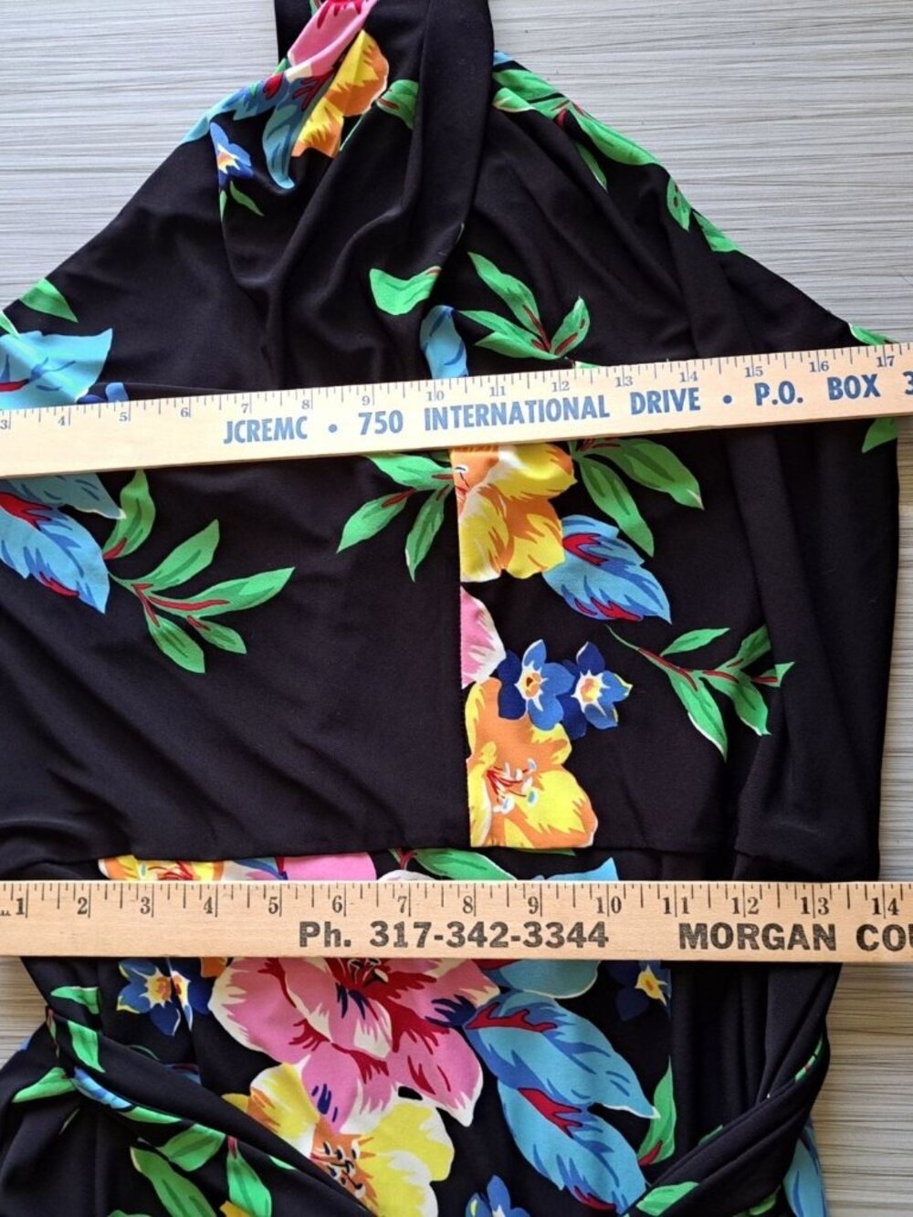 New Ralph Lauren Halter Dress Size12 Womens Black Floral Jersey Tags Vacation - Picture 10 of 14